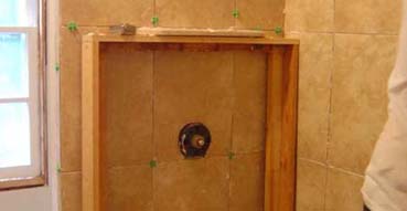 Scaffolding for shower shelf