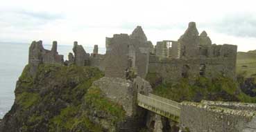 Dangerlously perched Dunluce Castle.