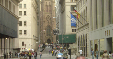 Sam and her parents on Wall Street.