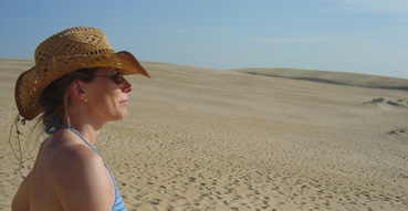 Sam looks at the dunes of Jockey's Ridge.
