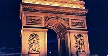 Traffic encircles the Arch in Paris.