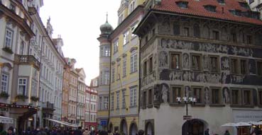 Prague streets heading away from Old Town Square.