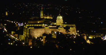 Budapest Castle at night from Gellerthegy Hill.