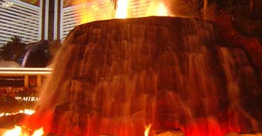 The volcano in front of the Mirage.